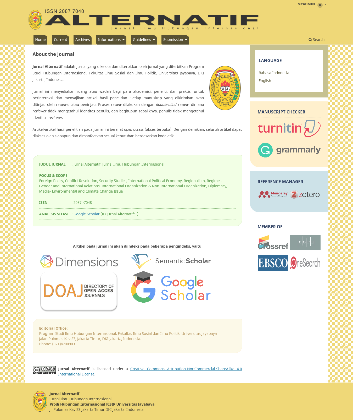 Jurnal Alternatif- Universitas Jayabaya